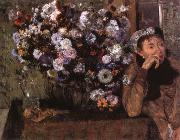 Edgar Degas A Woman seated beside a vase of flowers oil